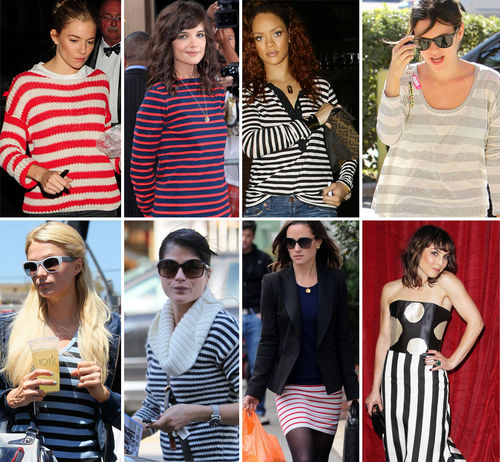 Sienna Miller, Katie Holmes, Rihanna, Paris Hilton - Las rayas también son para el invierno